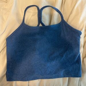 Beyond Yoga Spacedye Slim Racerback Cropped Top in Denim Blue